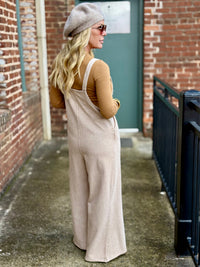 Mineral Wash Wide Leg Overall Jumpsuit