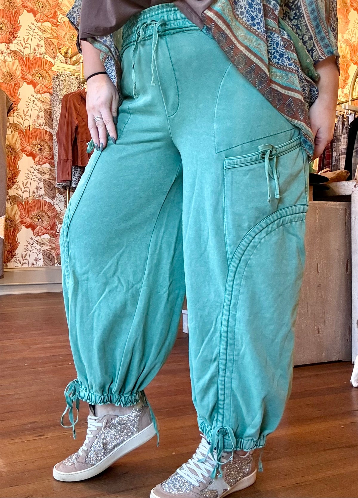 Cinched Drawstring Jogger Pants