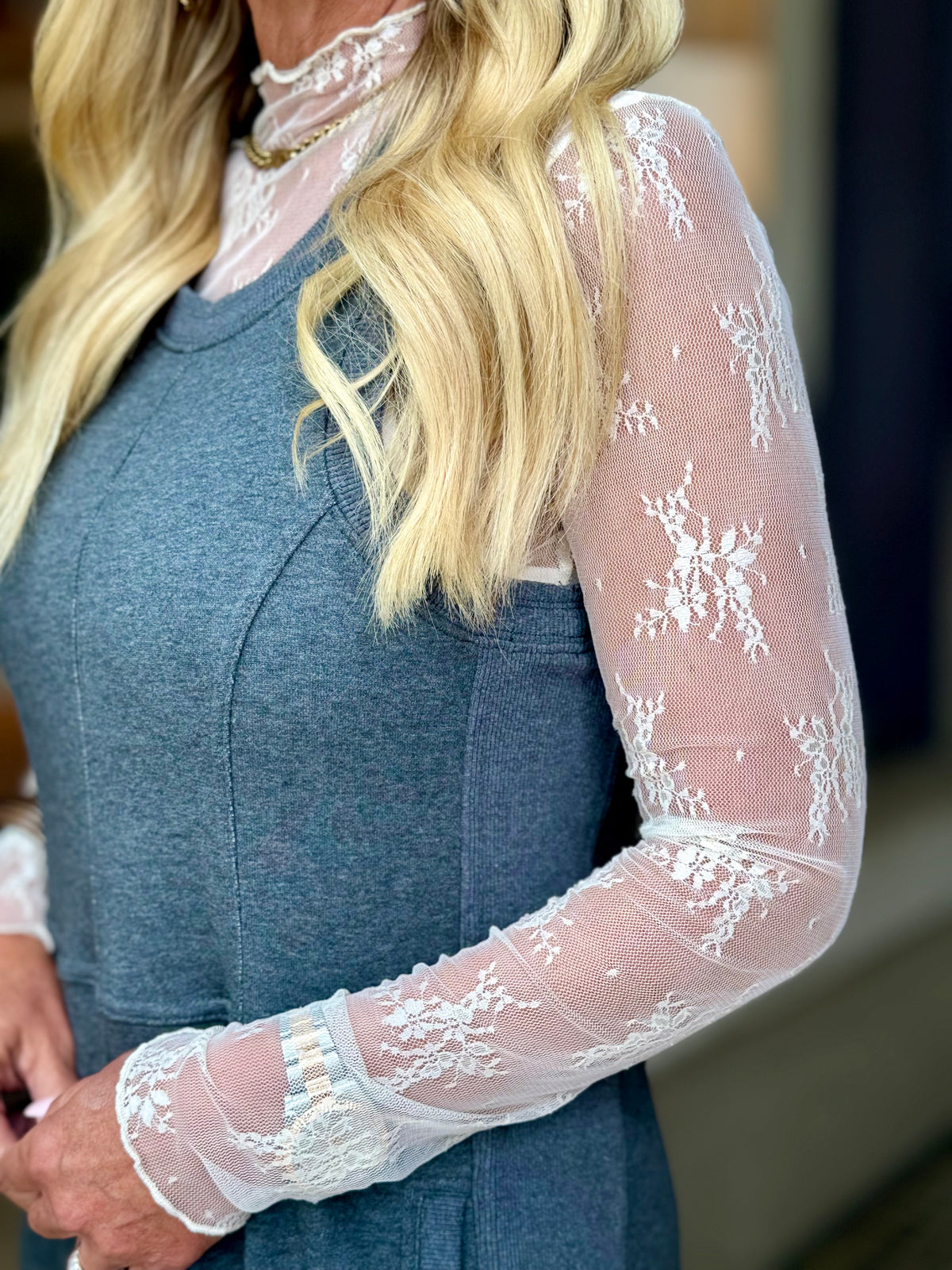 Sheer Lace Top | Taupe