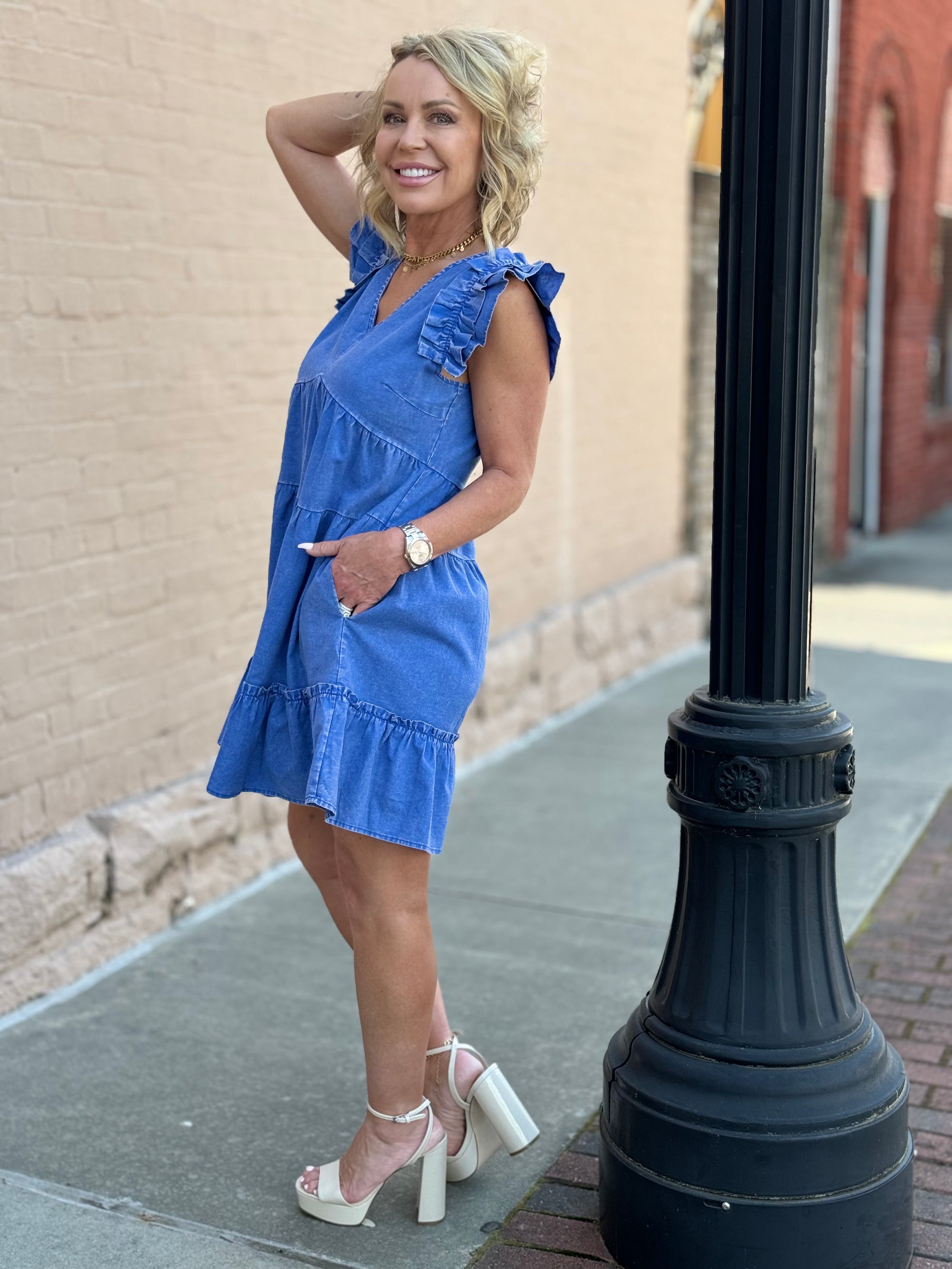 Washed Tiered Babydoll Dress