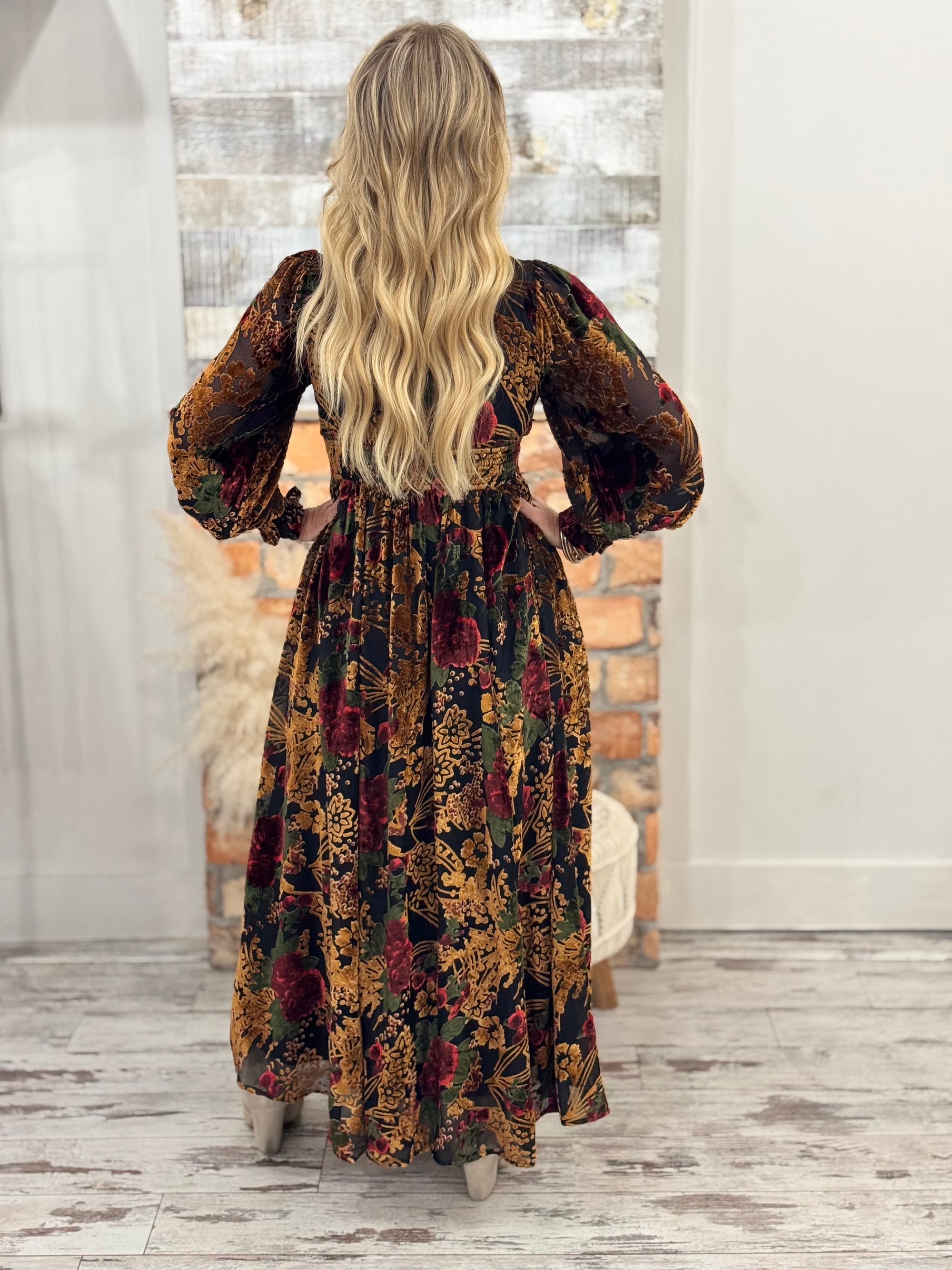 Floral Velvet Burnout Maxi Dress