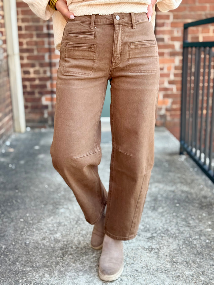 Cropped Slim Barrel Jeans