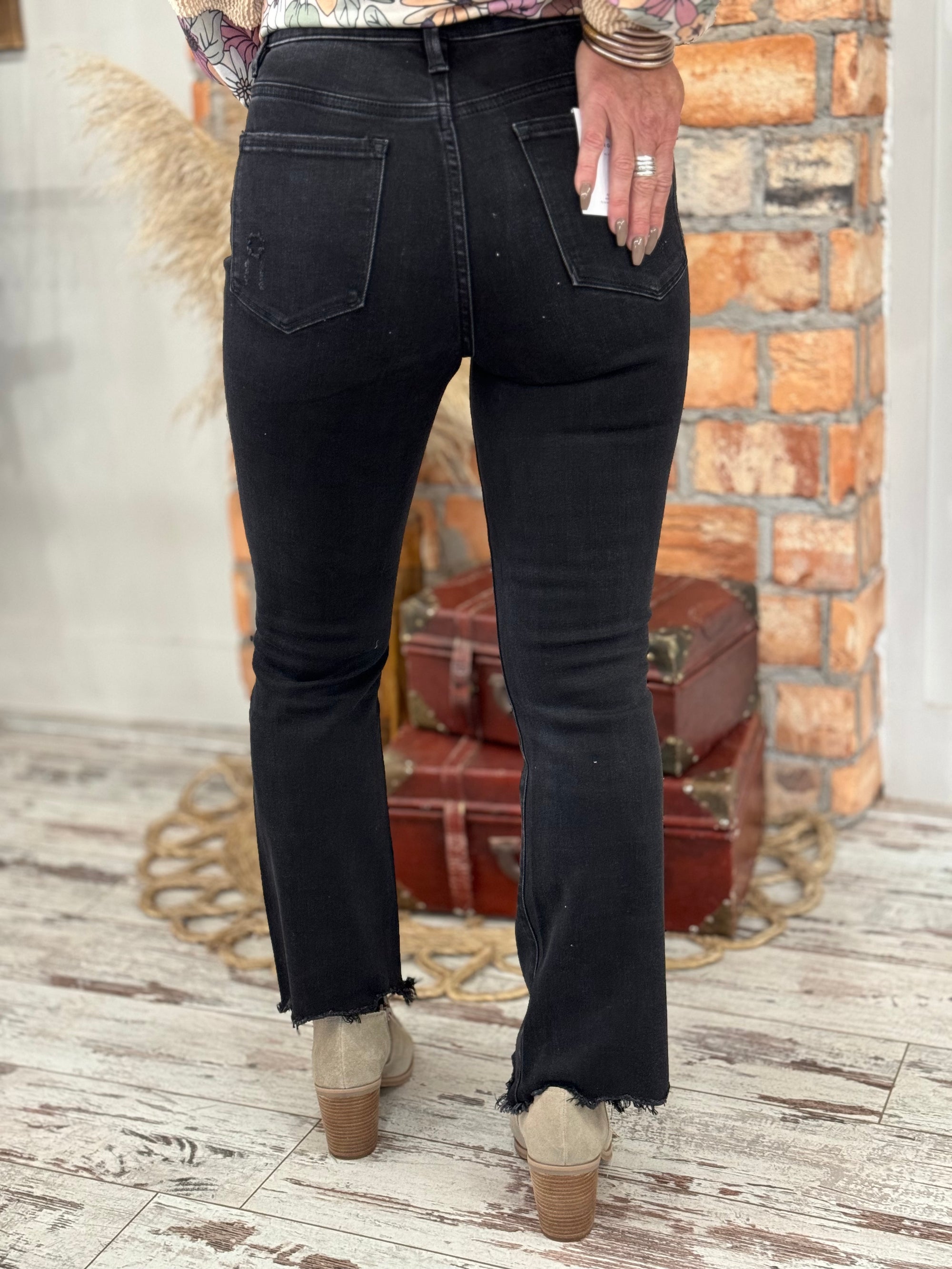 Black Ankle Bootcut Jeans