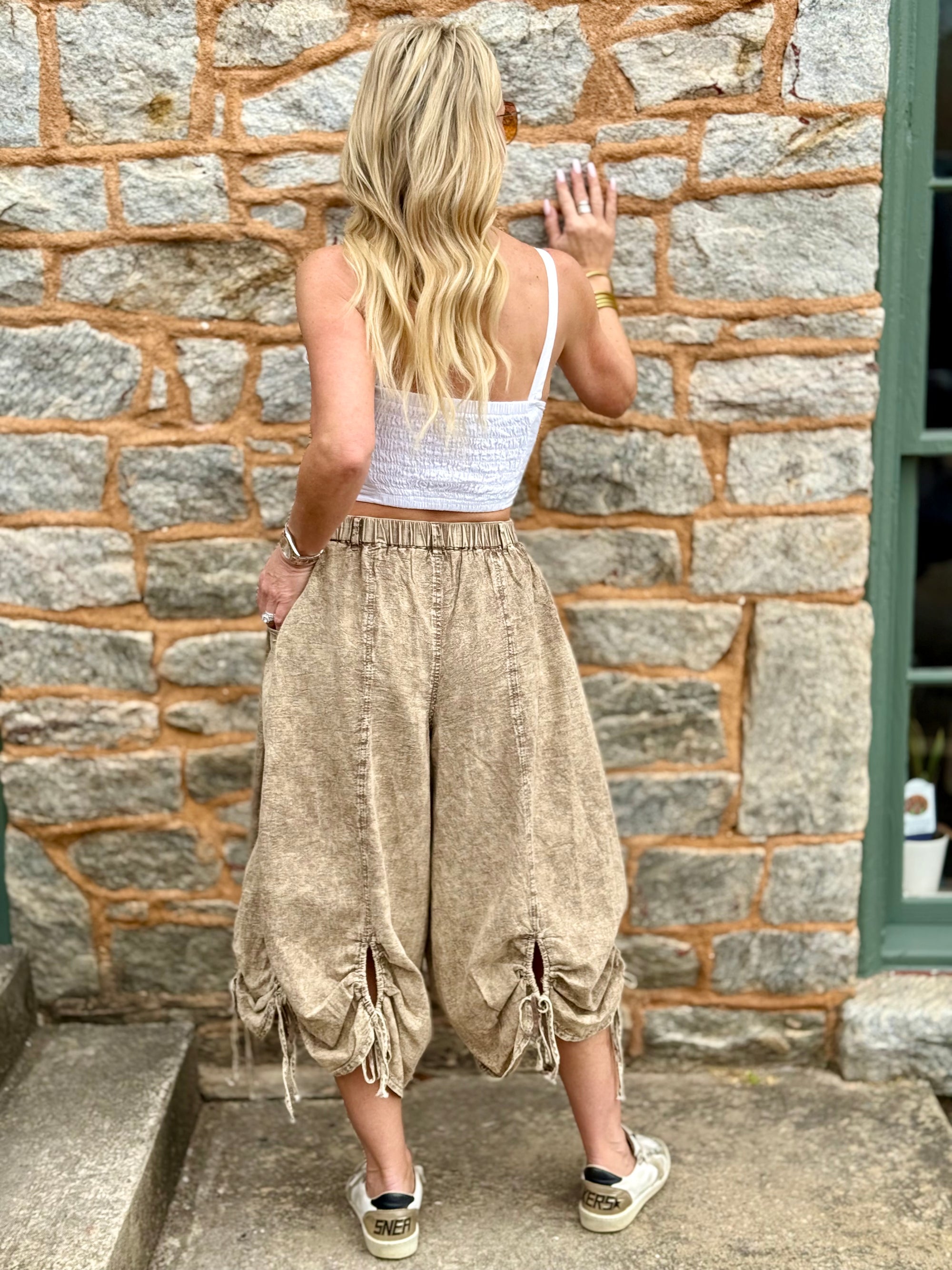 Mineral Washed Cropped Cinch Pants