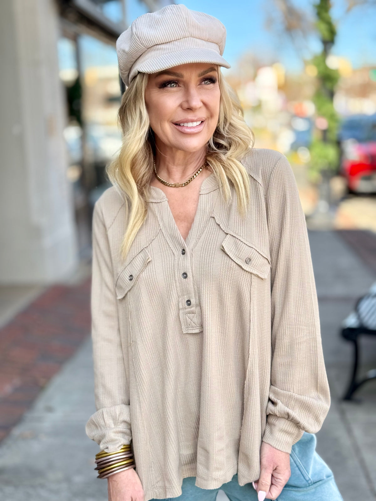 Oversized Henley Top