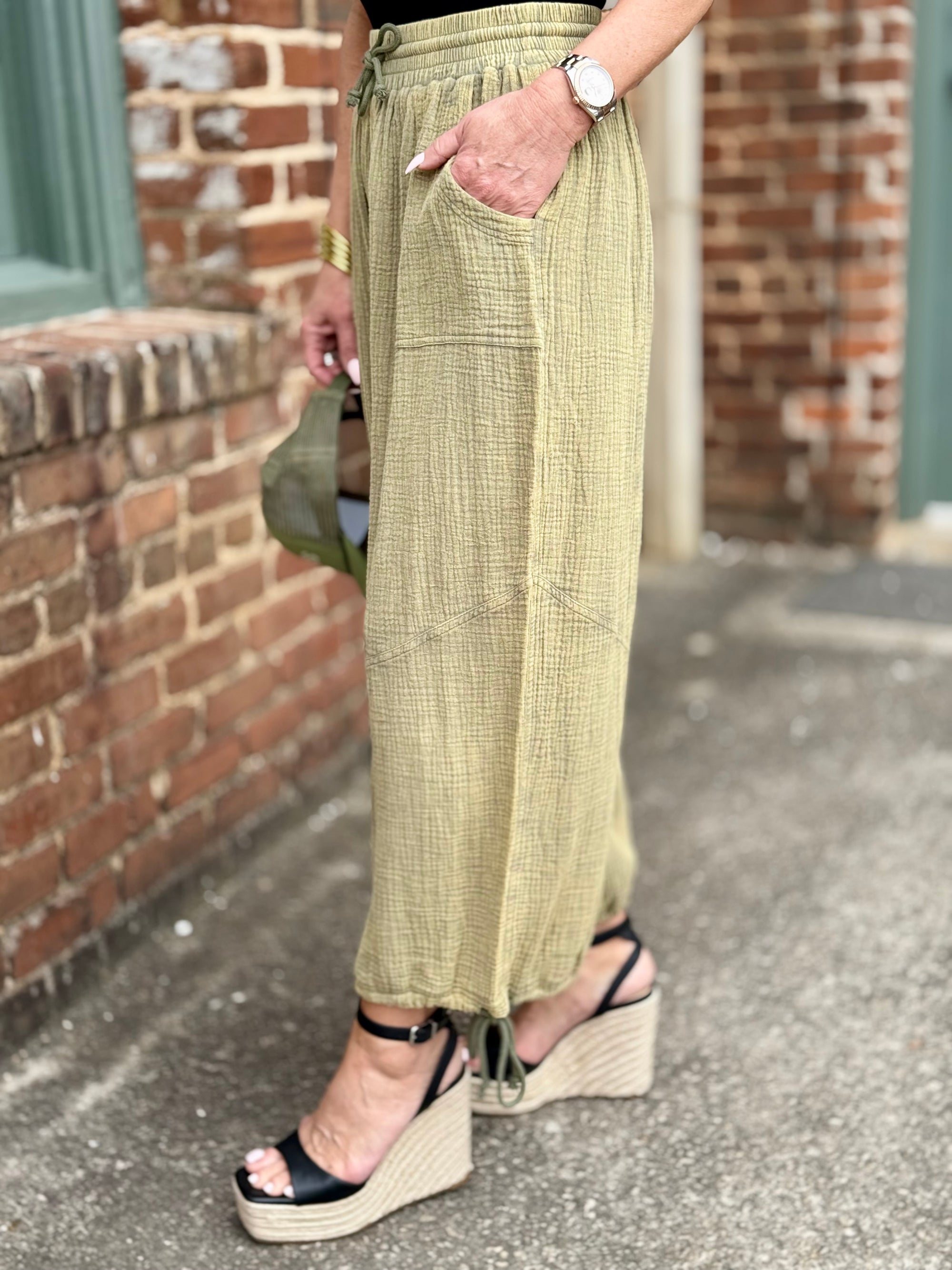 Gauze Jogger Pants | Olive