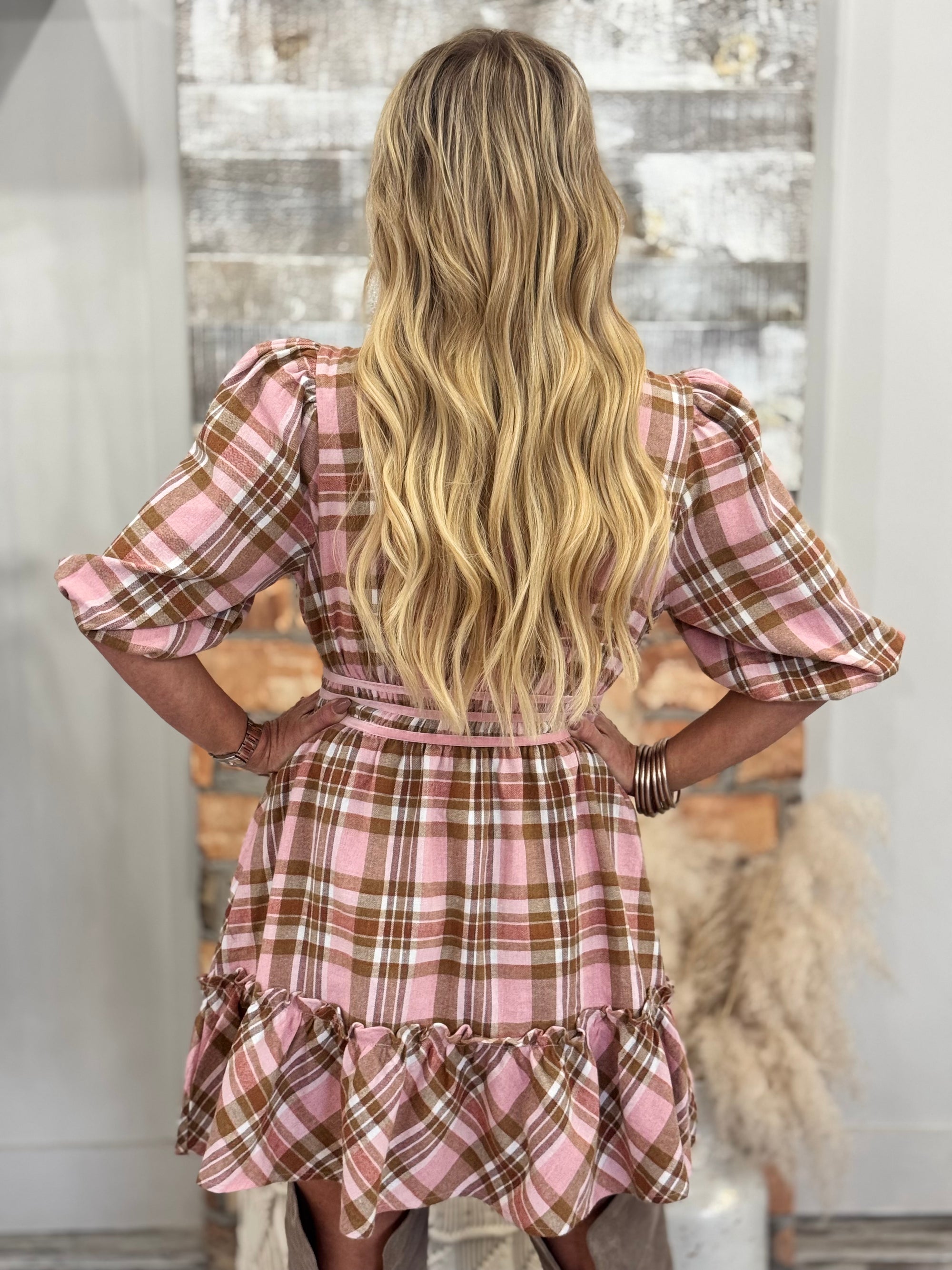 Plaid Ruffle Hem Dress