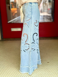 Drawstring Cutout Wide Leg Pants