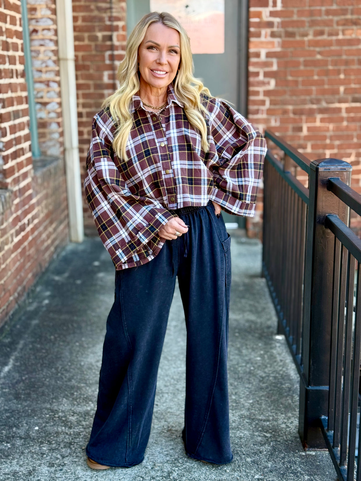 Side Pocket Wide Leg Pants | Black