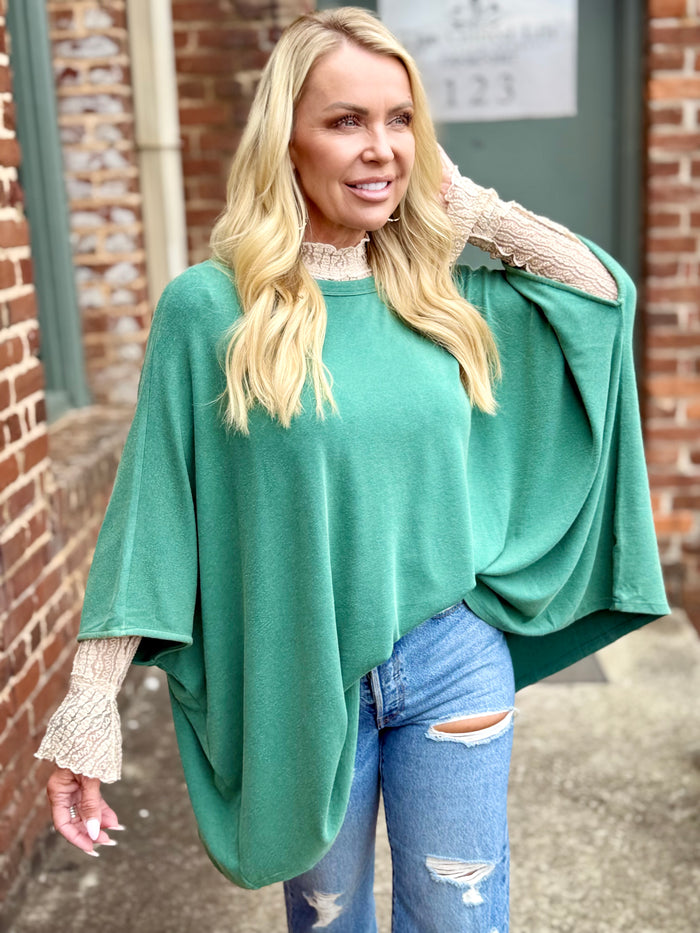 Oversized Dolman Sleeve Top | Green