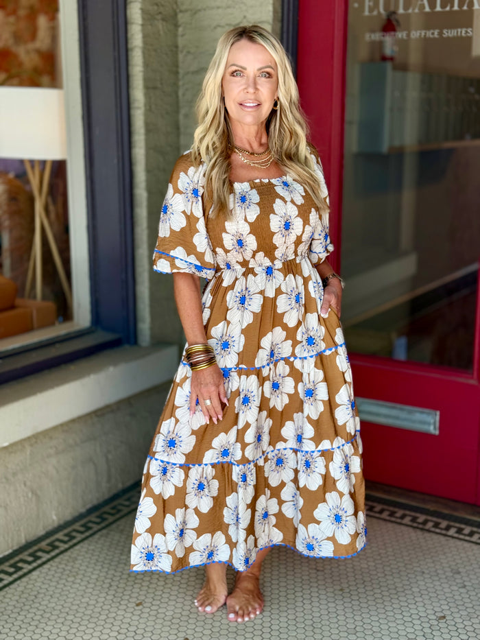 Smocked Floral Tiered Dress