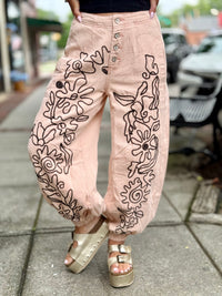 Floral Embroidered Jogger Pants