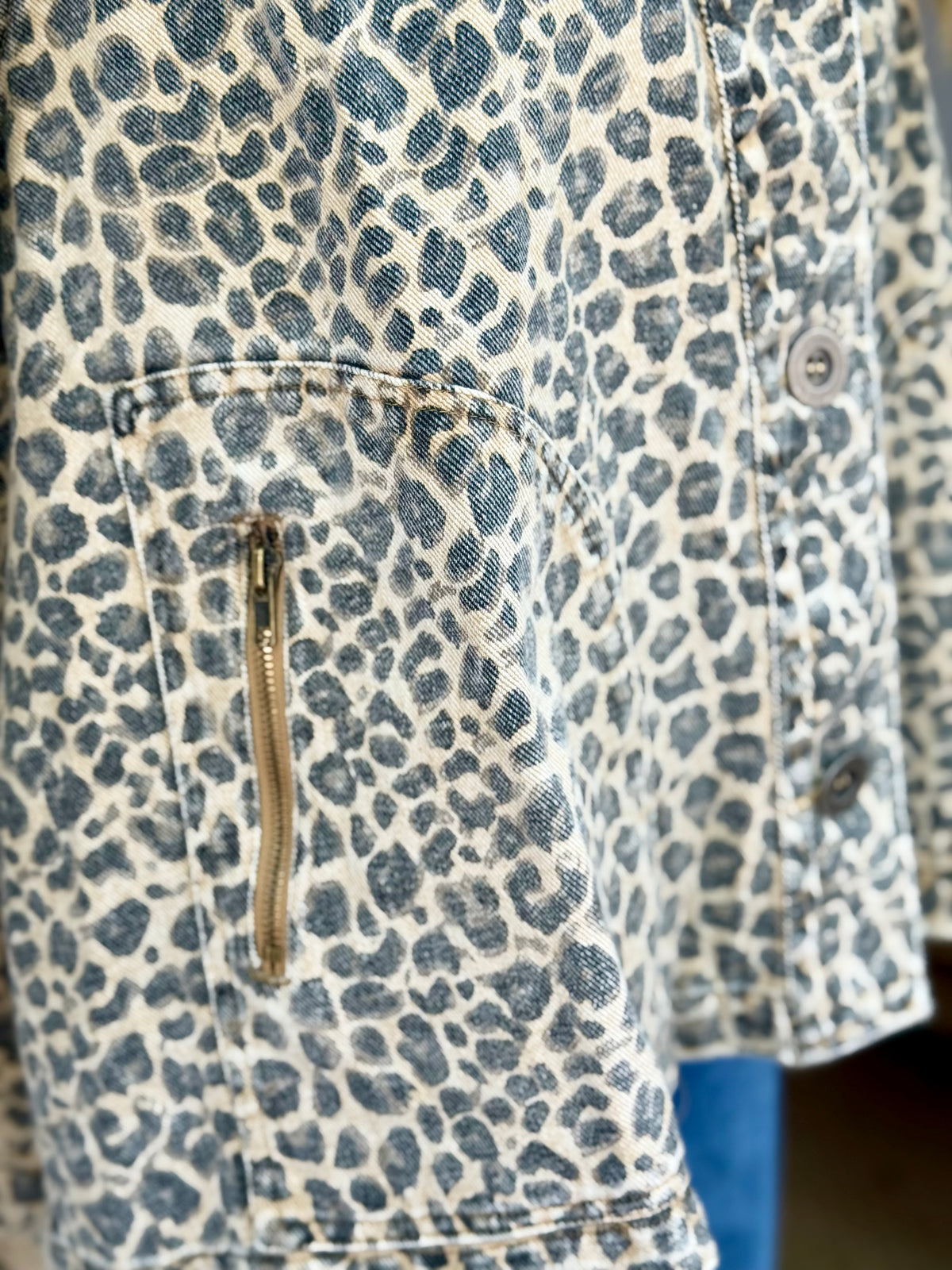 Oversized Leopard Denim Jacket