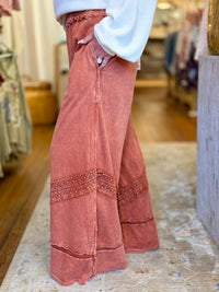 Crochet Trim Wide Leg Pants