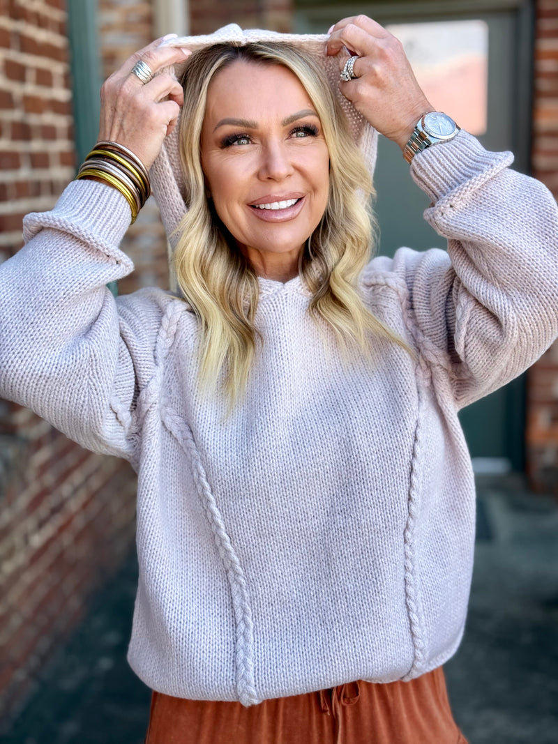 Braided Hoodie Sweater Top