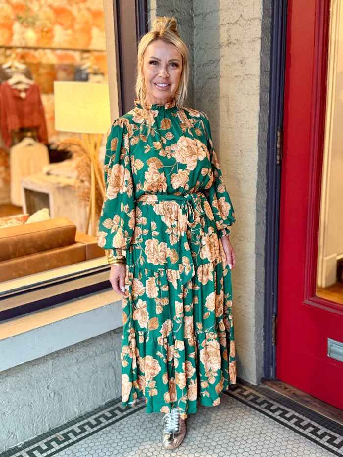 Floral Print Tiered Maxi Dress