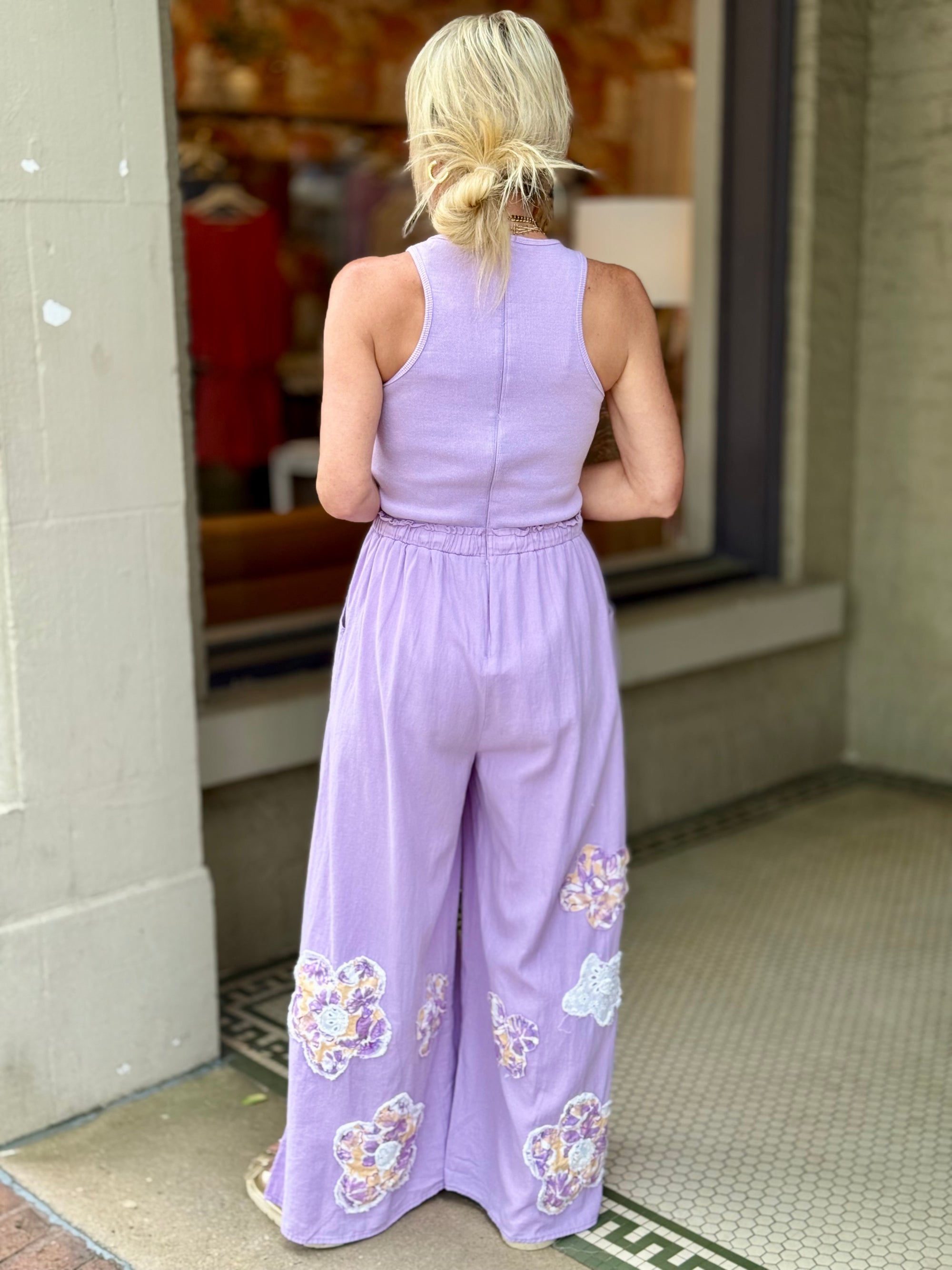 Crochet Floral Wide Leg Jumpsuit