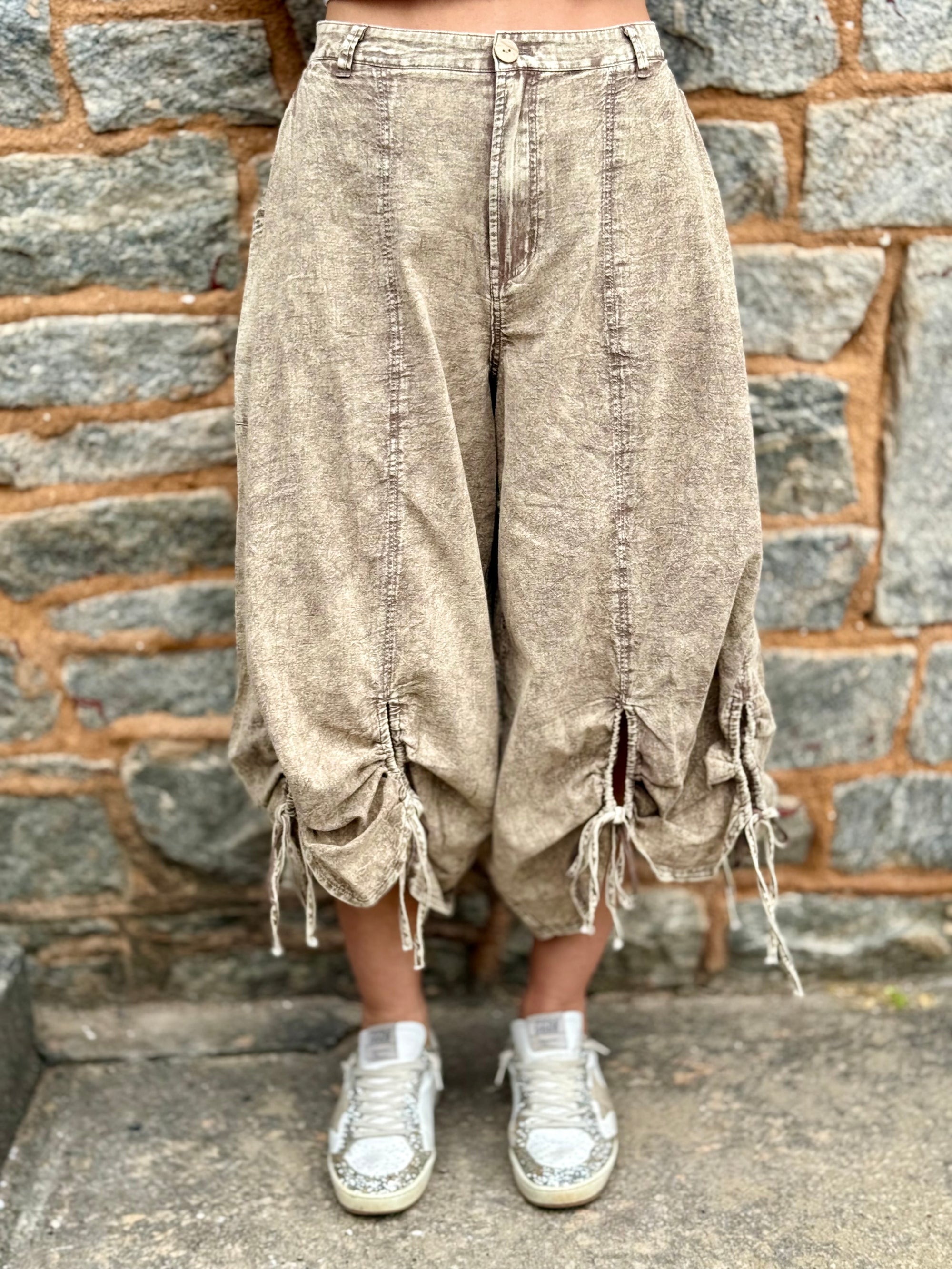 Mineral Washed Cropped Cinch Pants