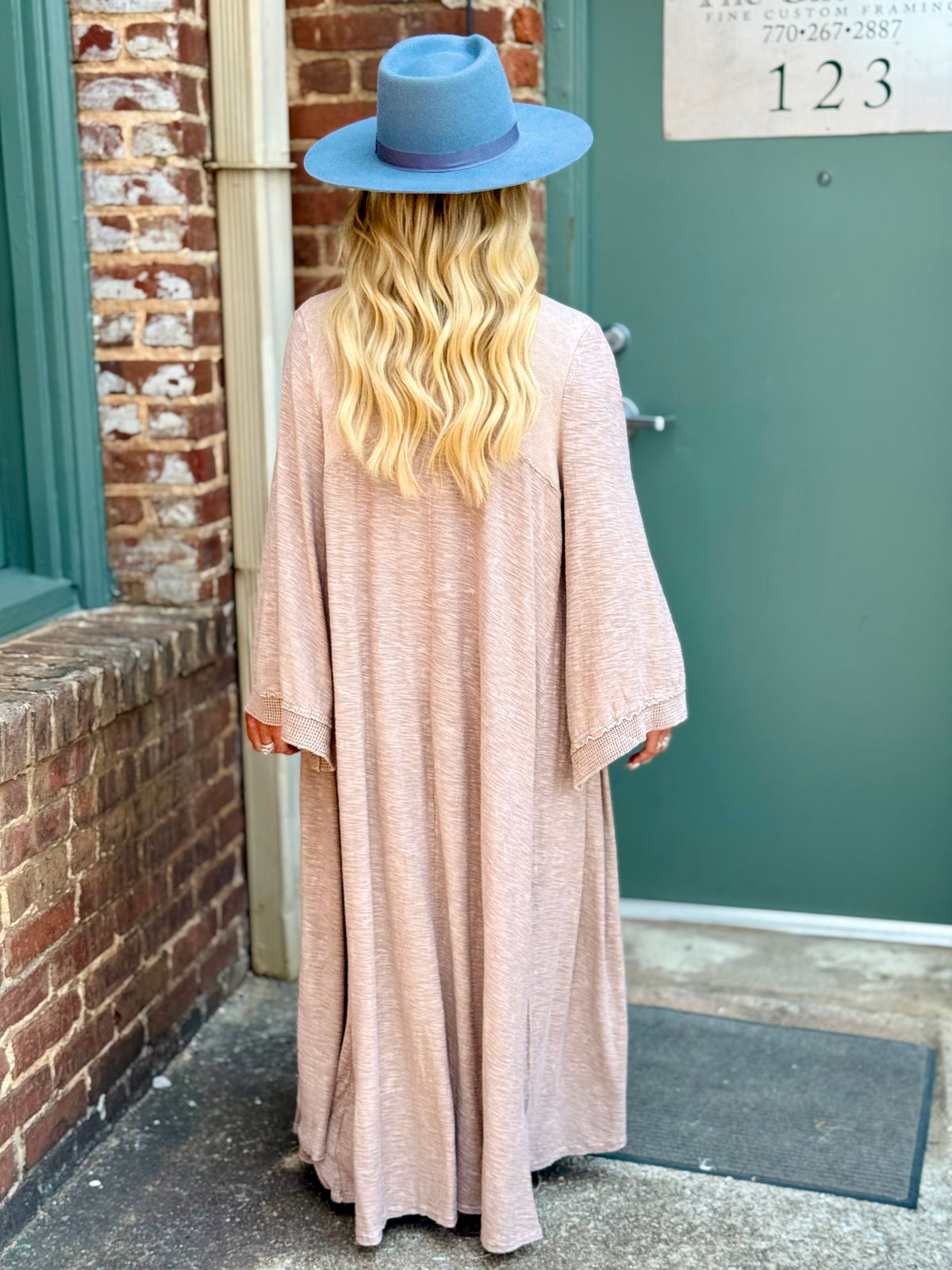 Trumpet Sleeve Duster Cardigan | Taupe