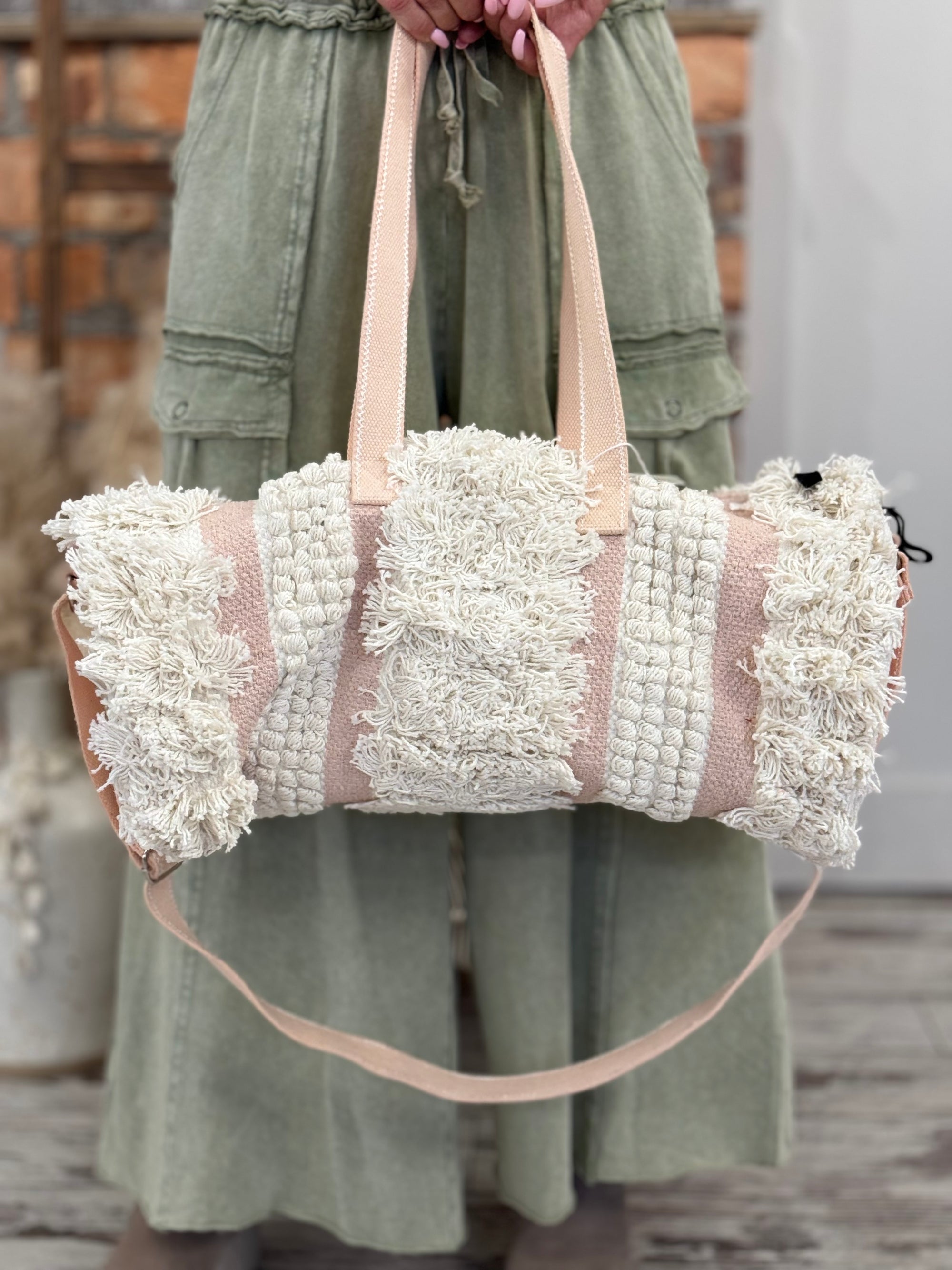 Woven Fringe Weekender Bag