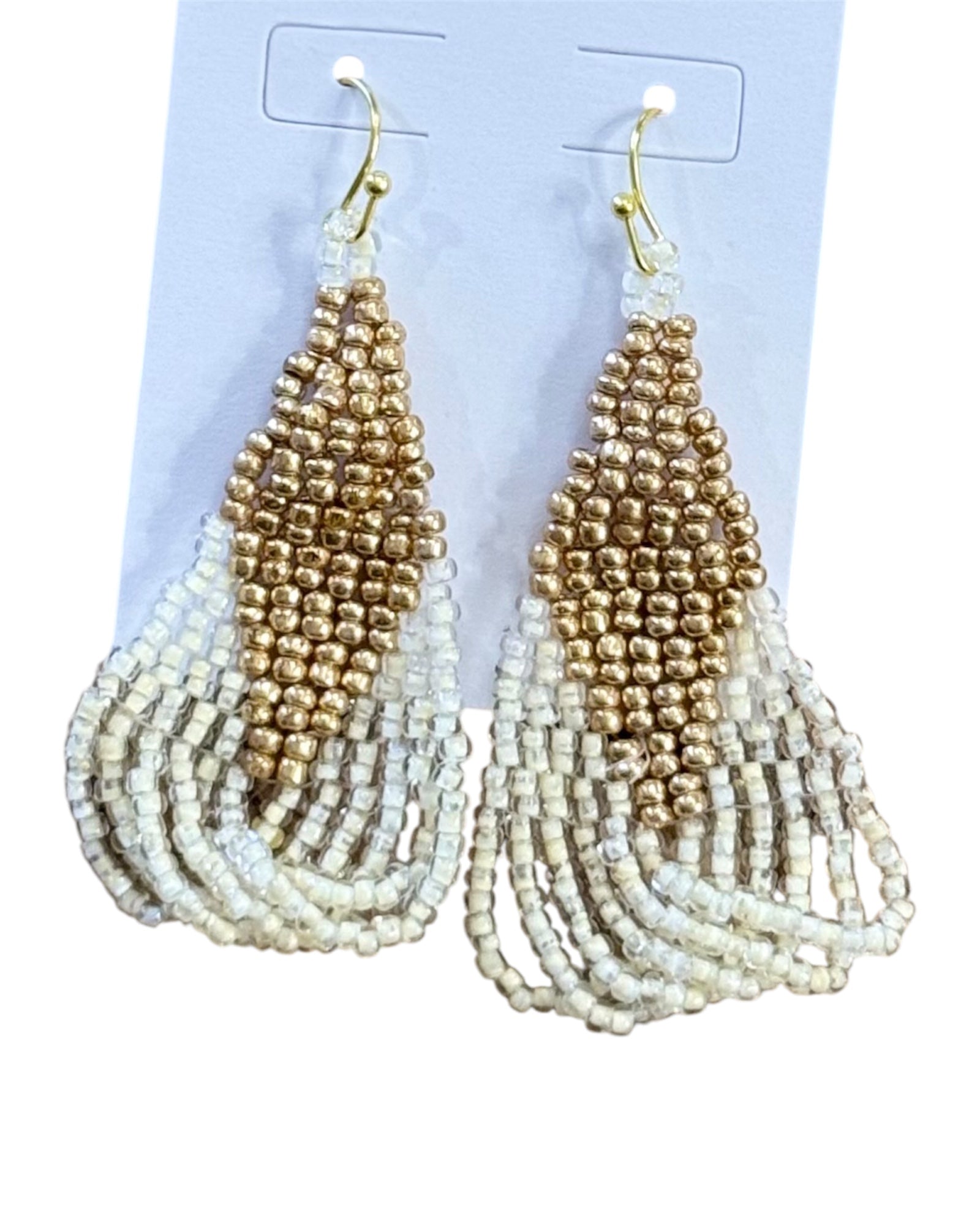 Rhombus Fringe Earrings | Ivory