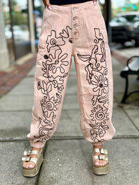 Floral Embroidered Jogger Pants
