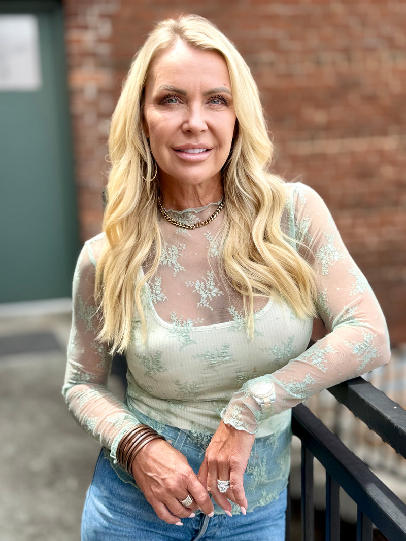 Sheer Lace Top | Sage