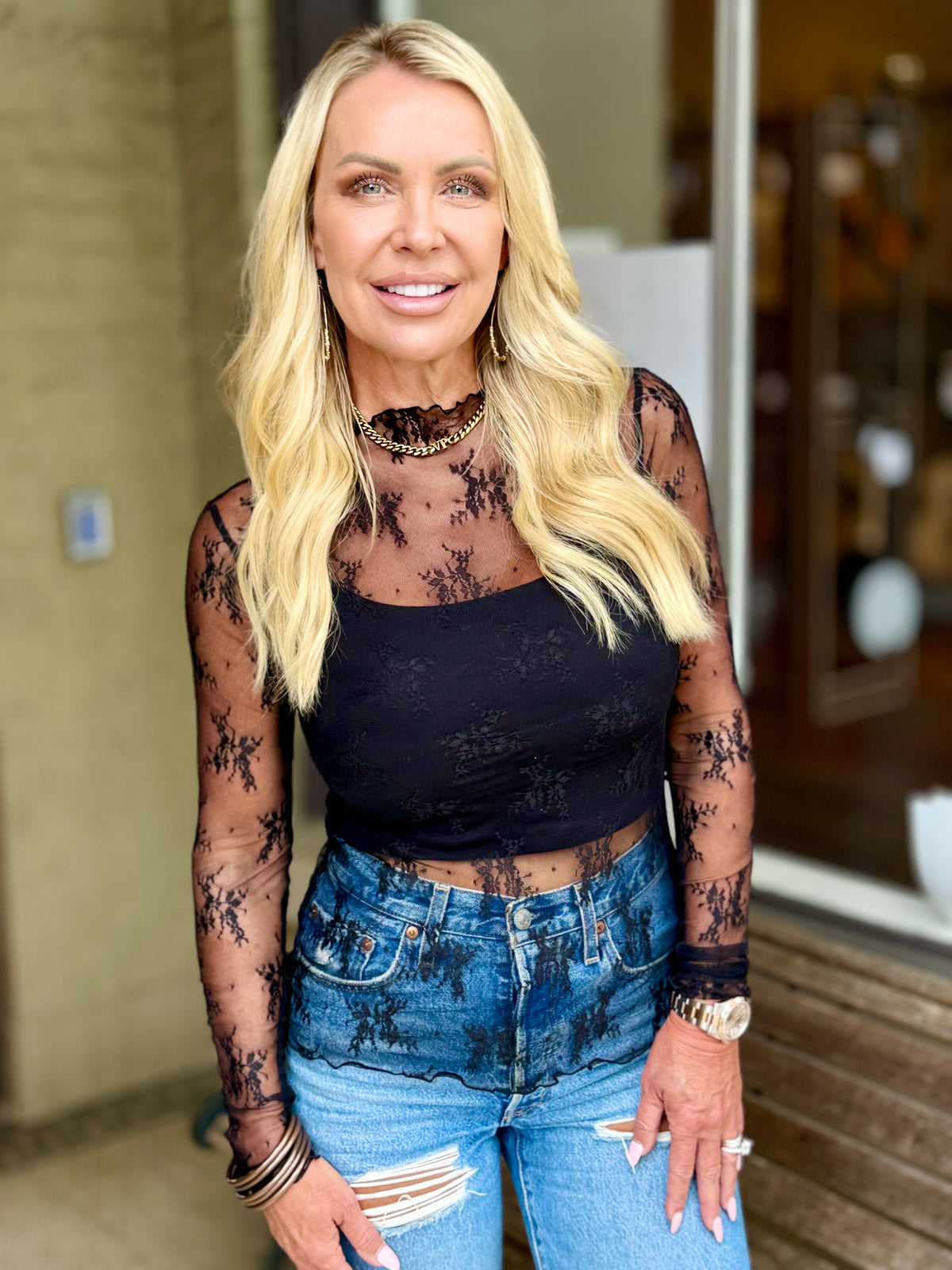 Sheer Lace Top | Black