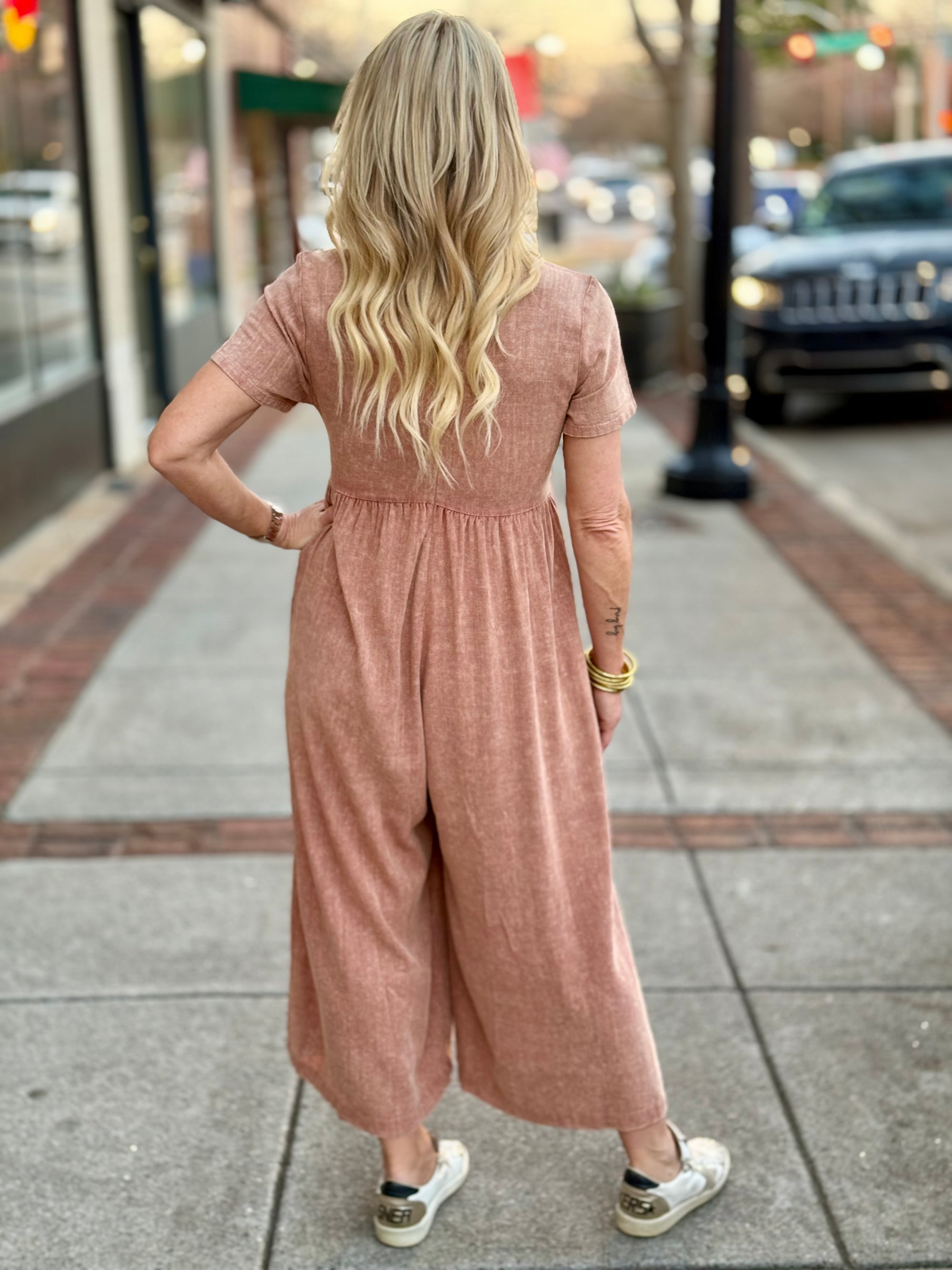 Mineral Wash Wide Leg Jumpsuit