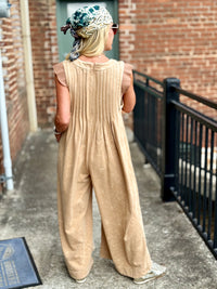 Pleated Sleeveless Wide Leg Jumpsuit