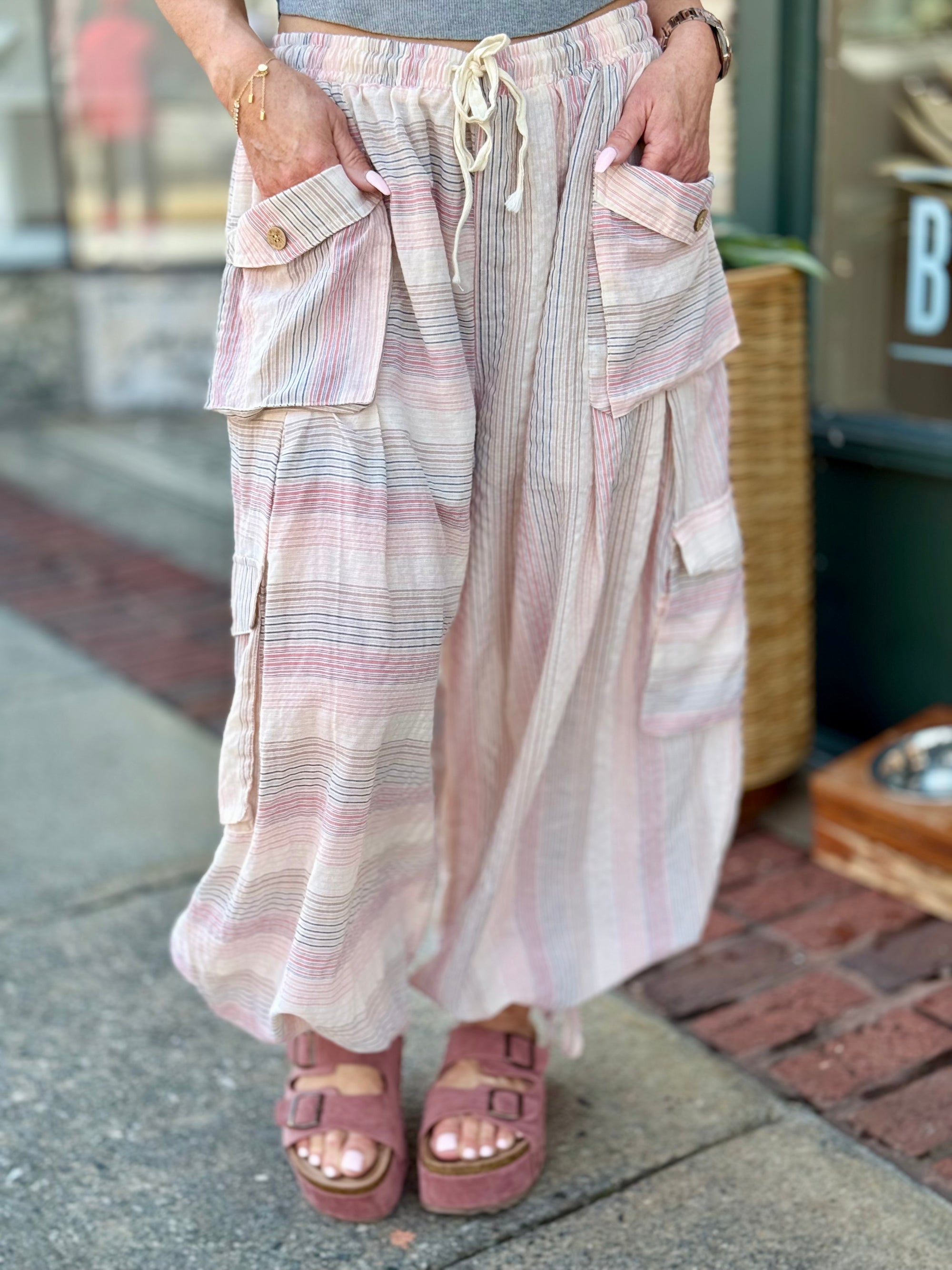 Striped Slouchy Cargo Pants