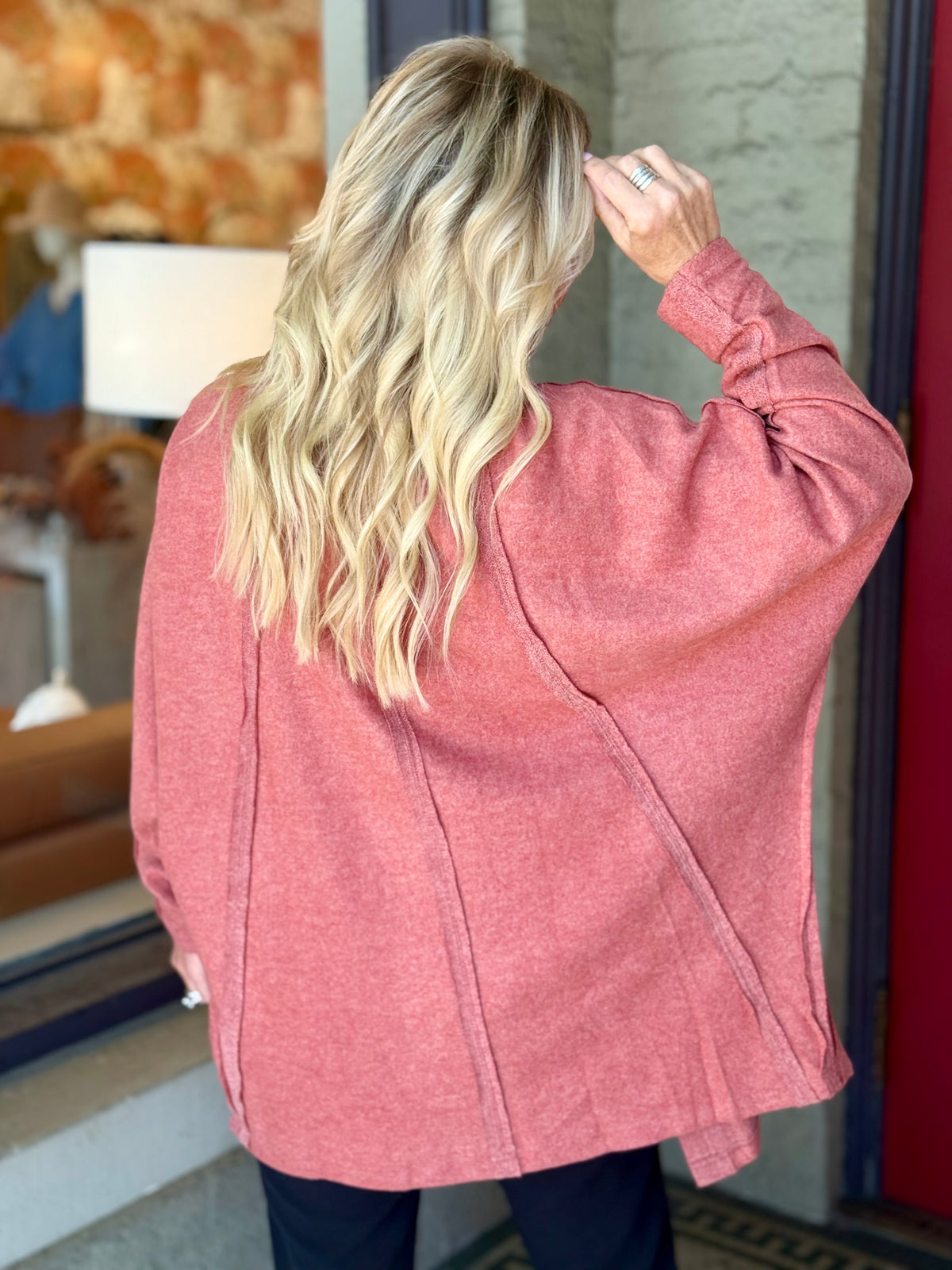 Raw Edge Open Front Cardigan