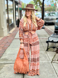 Layered Fringe Suede Bag