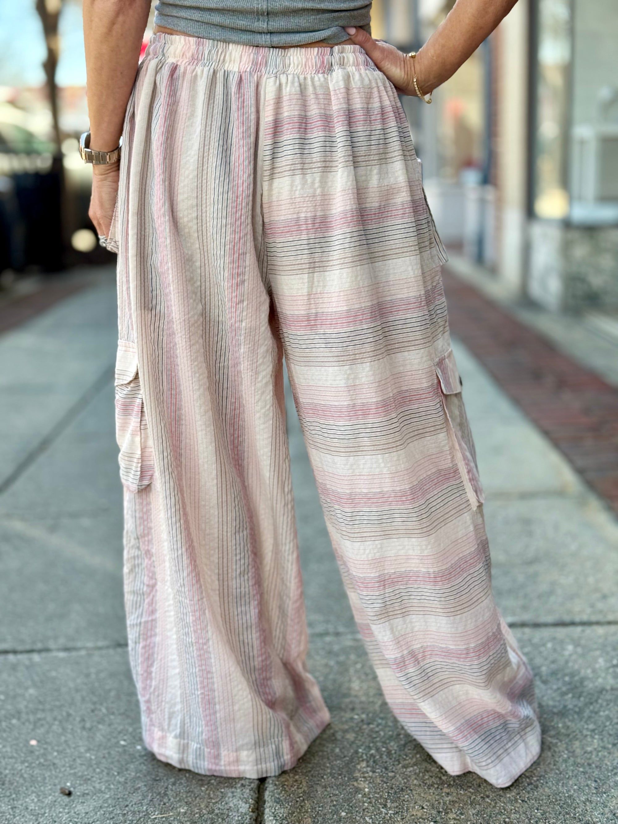 Striped Slouchy Cargo Pants