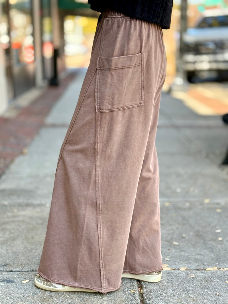 Side Pocket Wide Leg Pants | Mocha
