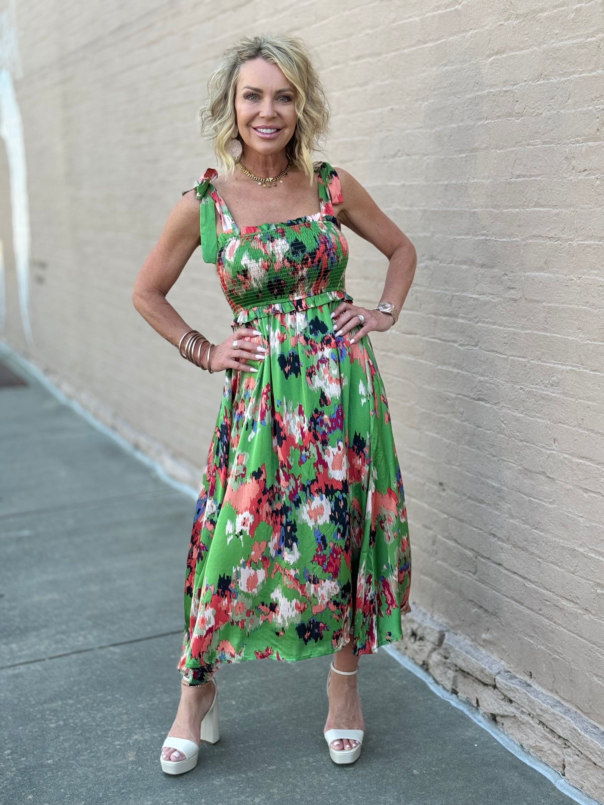 Abstract Floral Midi Dress