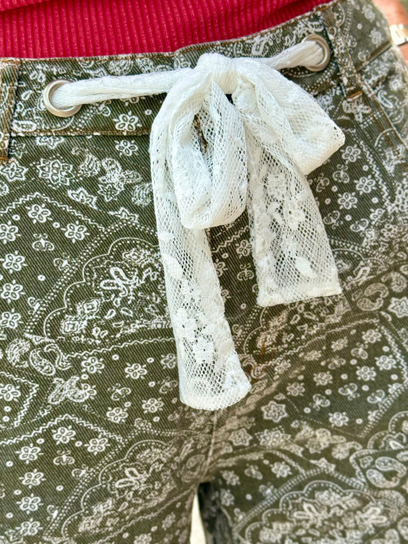 Paisley Printed Barrel Jeans