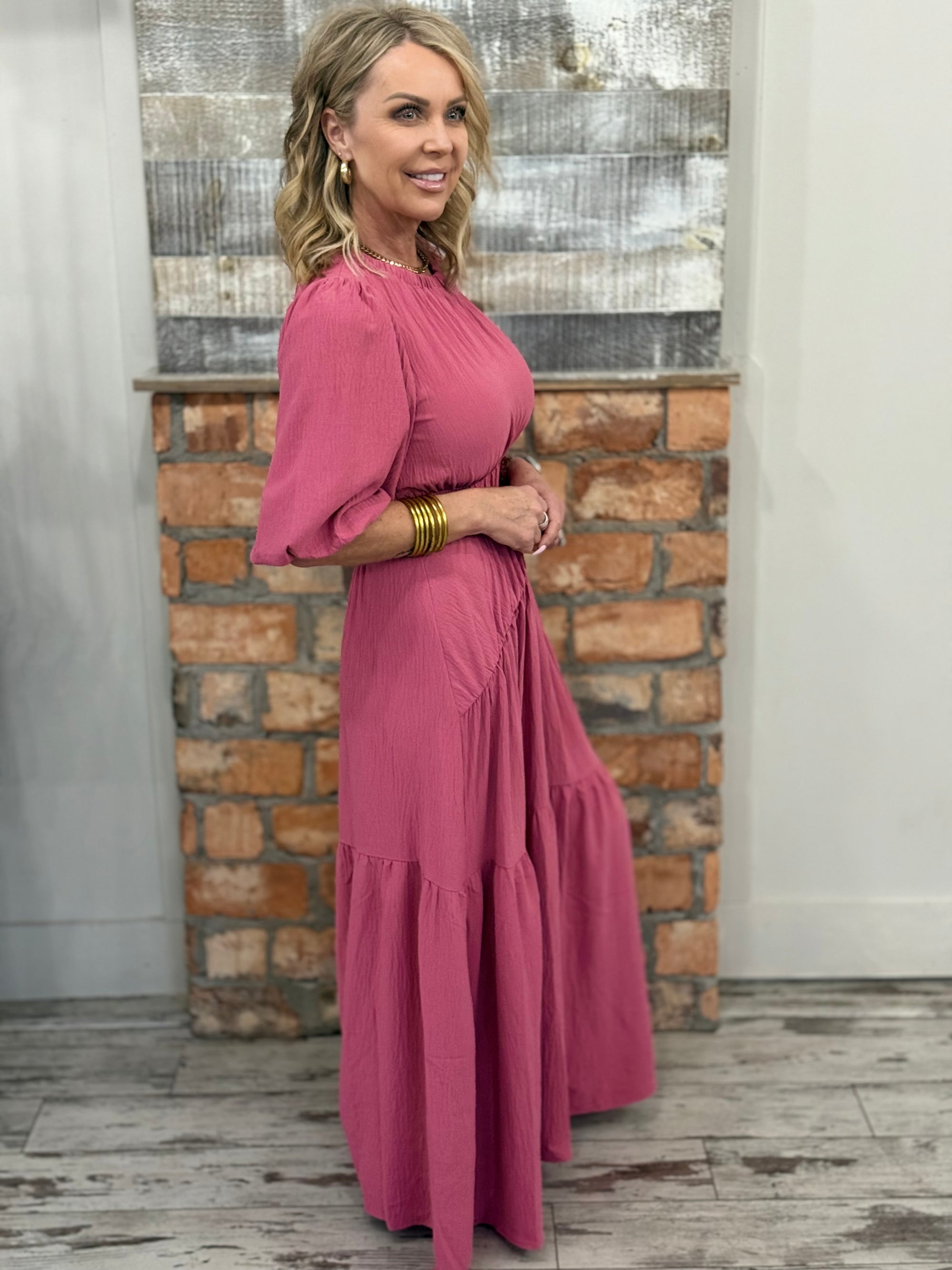 Puff Sleeve Maxi Dress