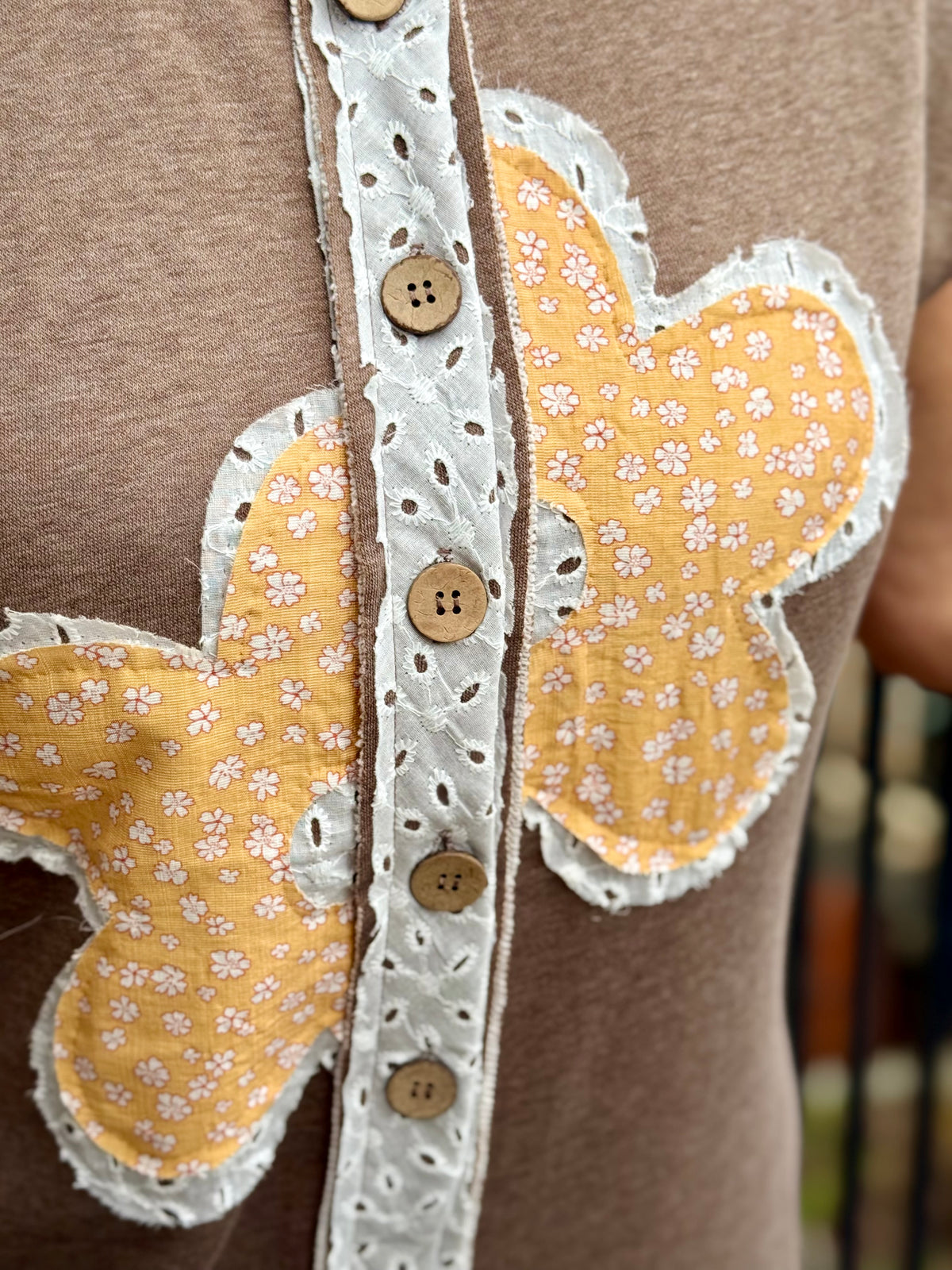 Eyelet Floral Patch Wide Leg Jumpsuit