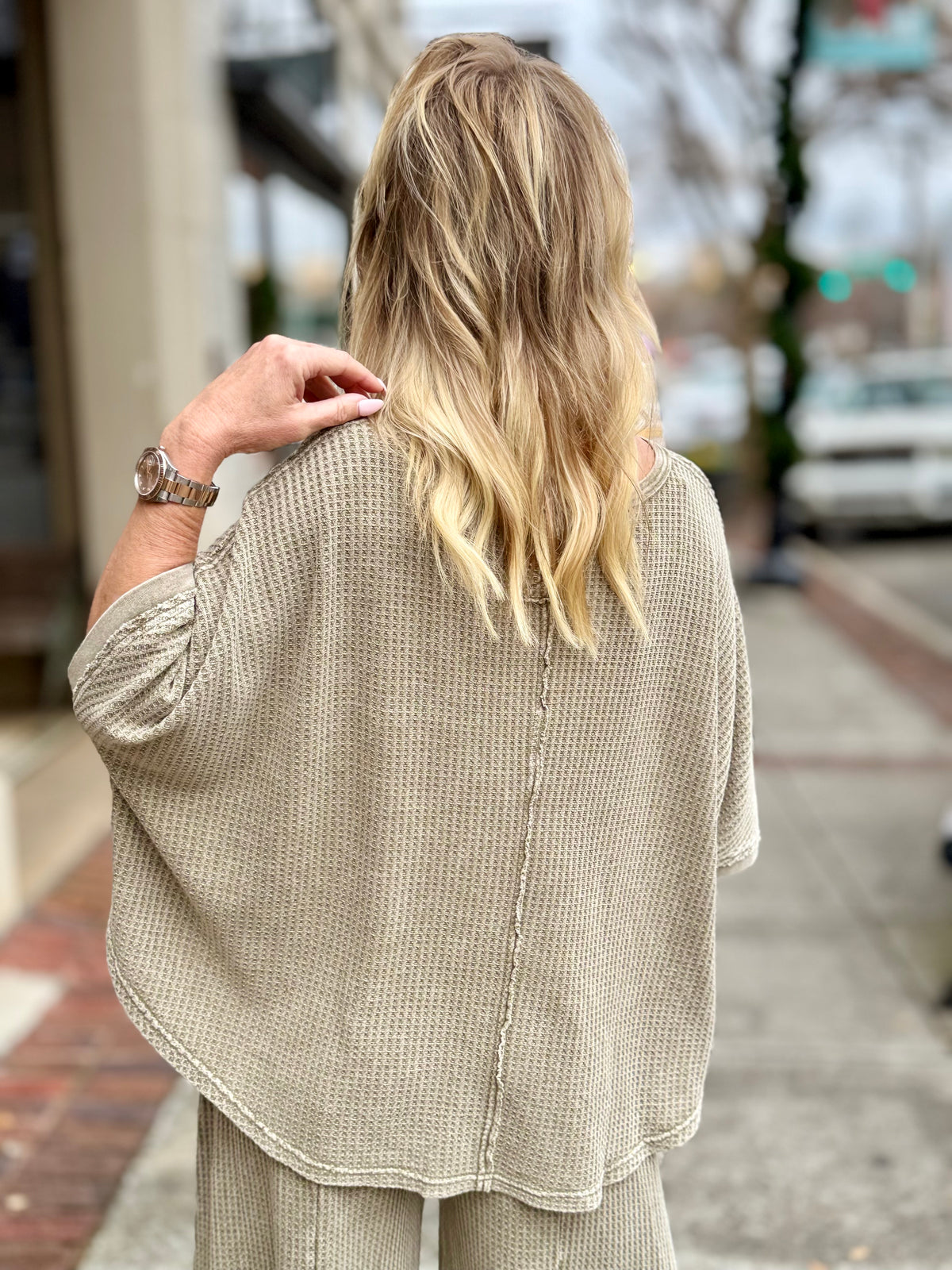 Crochet Floral Patch Waffle Top