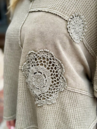 Crochet Floral Patch Waffle Top