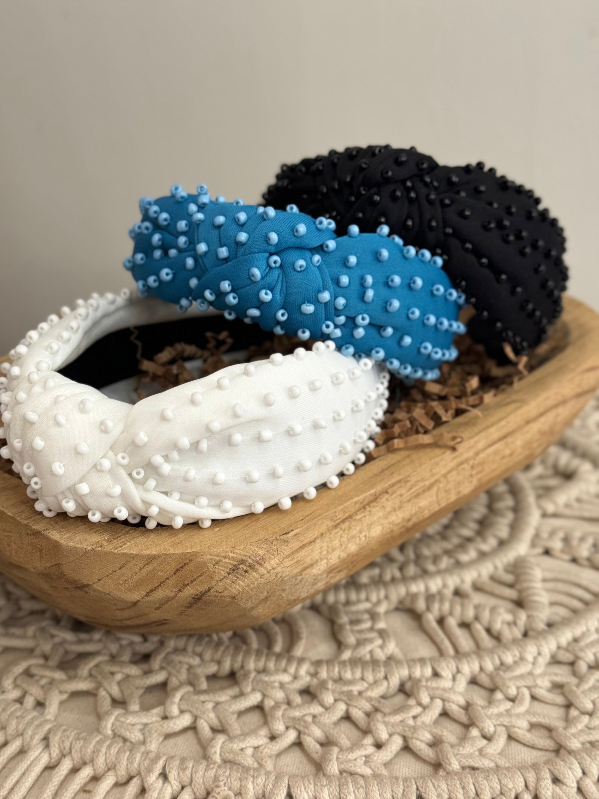 Solid Beaded Knotted Headband