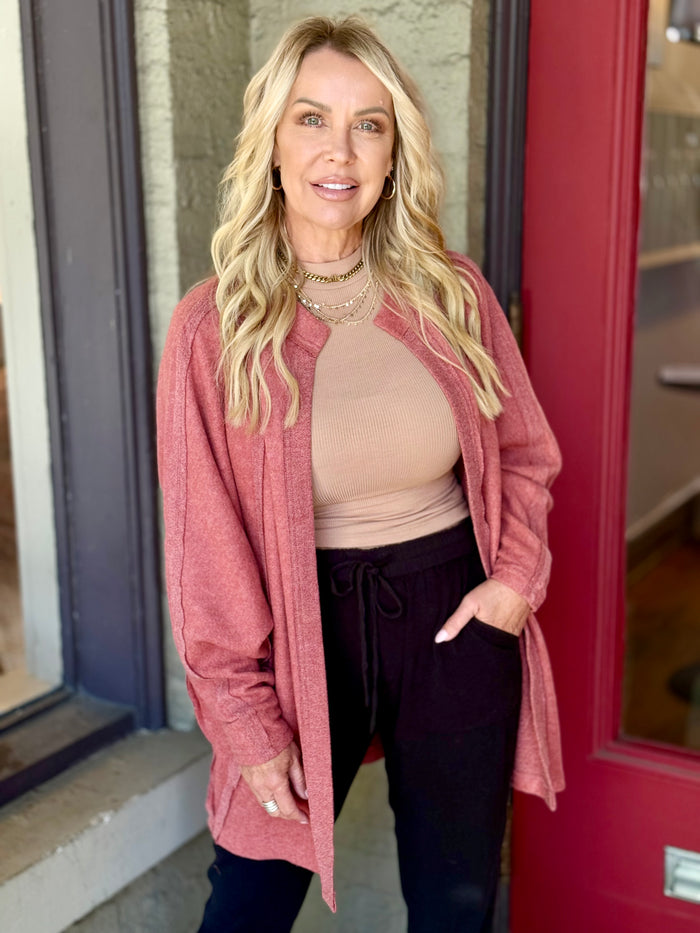 Raw Edge Open Front Cardigan