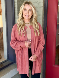 Raw Edge Open Front Cardigan