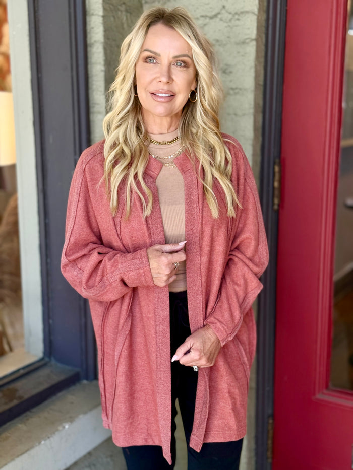 Raw Edge Open Front Cardigan