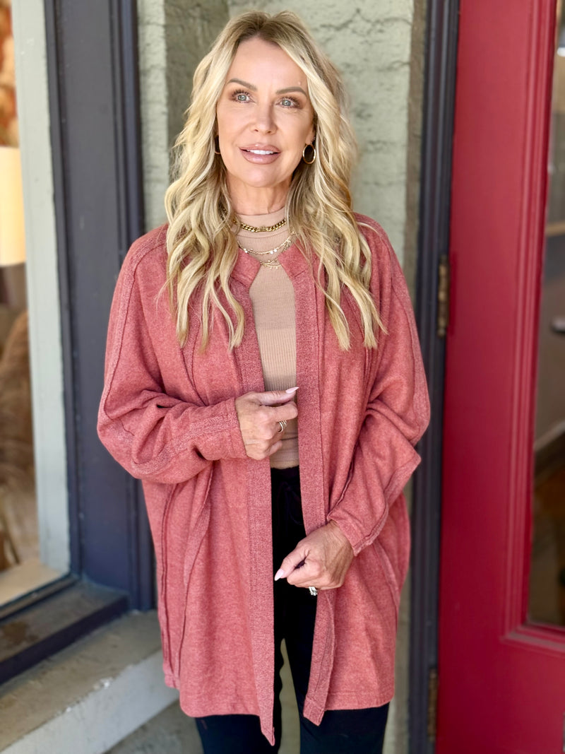 Raw Edge Open Front Cardigan