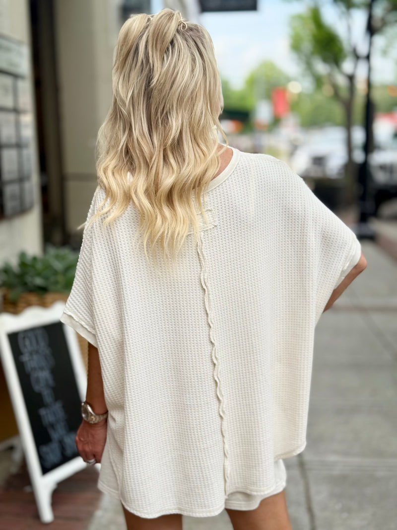 Raw Edge Thermal Top | Khaki