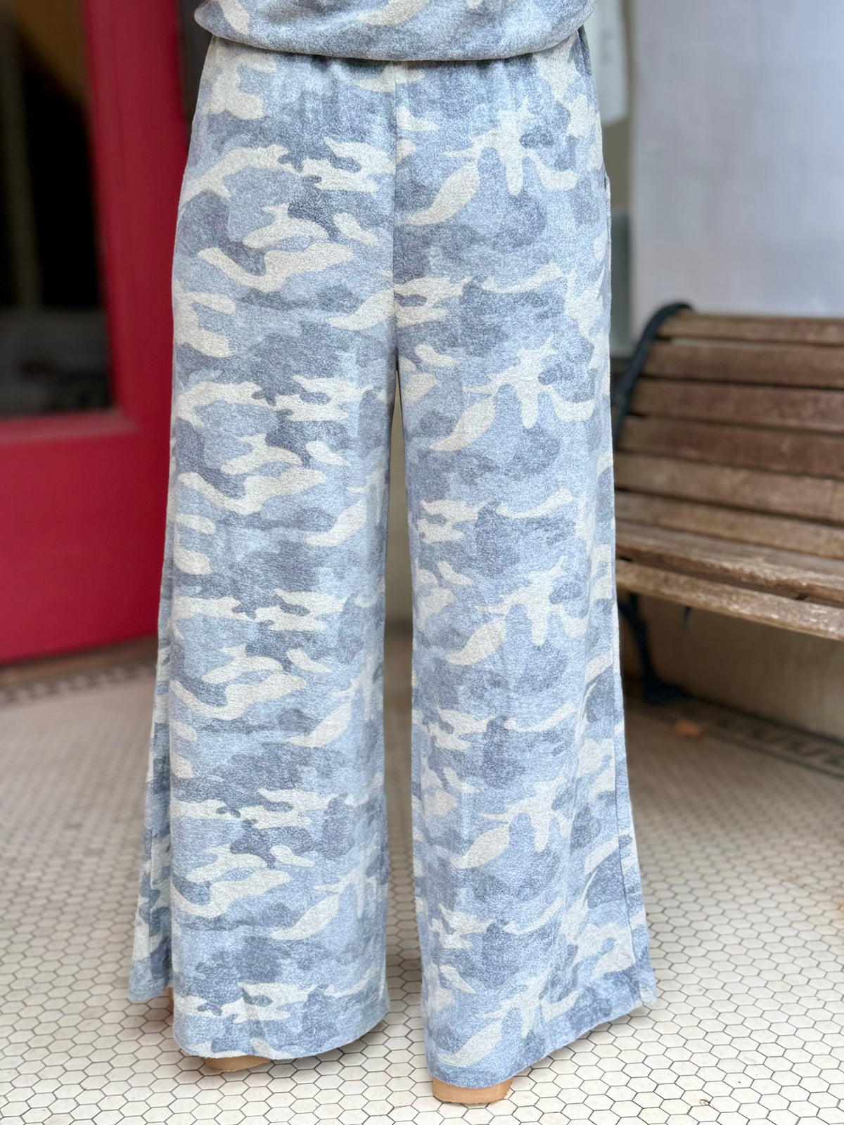 Camo Print Wide Leg Pants