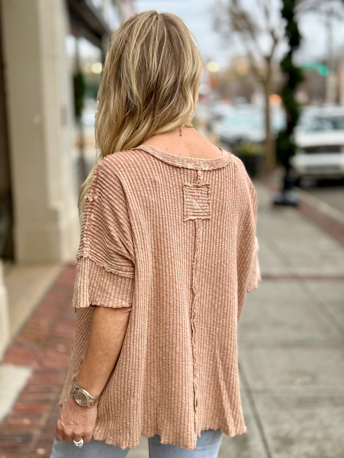 Ribbed Raw Edge Top