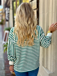 Oversized Striped Henley Top
